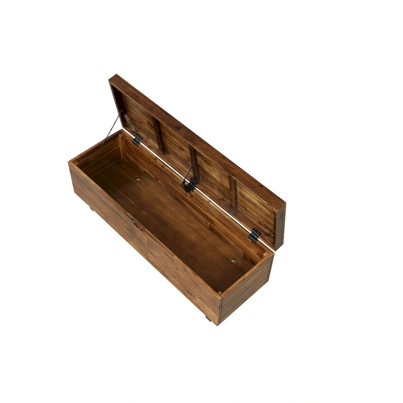 Panca contenitore in legno di acacia da 46 pollici
