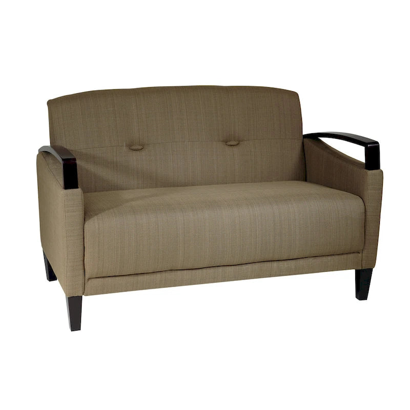Divanetto Main St. con tessuto Interlace antimacchia ed EasyClean, braccioli e gambe in legno con finitura Espresso