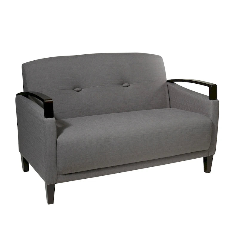 Divanetto Main St. con tessuto Interlace antimacchia ed EasyClean, braccioli e gambe in legno con finitura Espresso