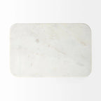 Tavolino rettangolare con piano in marmo bianco e base in metallo dorato