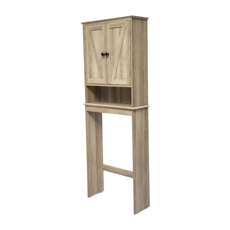 Mobiletto da bagno salvaspazio da mettere sopra il WC, con ripiani e ante con chiusura magnetica