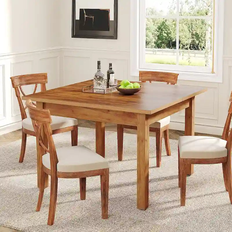 Tavolo da pranzo quadrato da 100 cm per 2-4 persone con gambe in legno massello per soggiorno e sala da pranzo