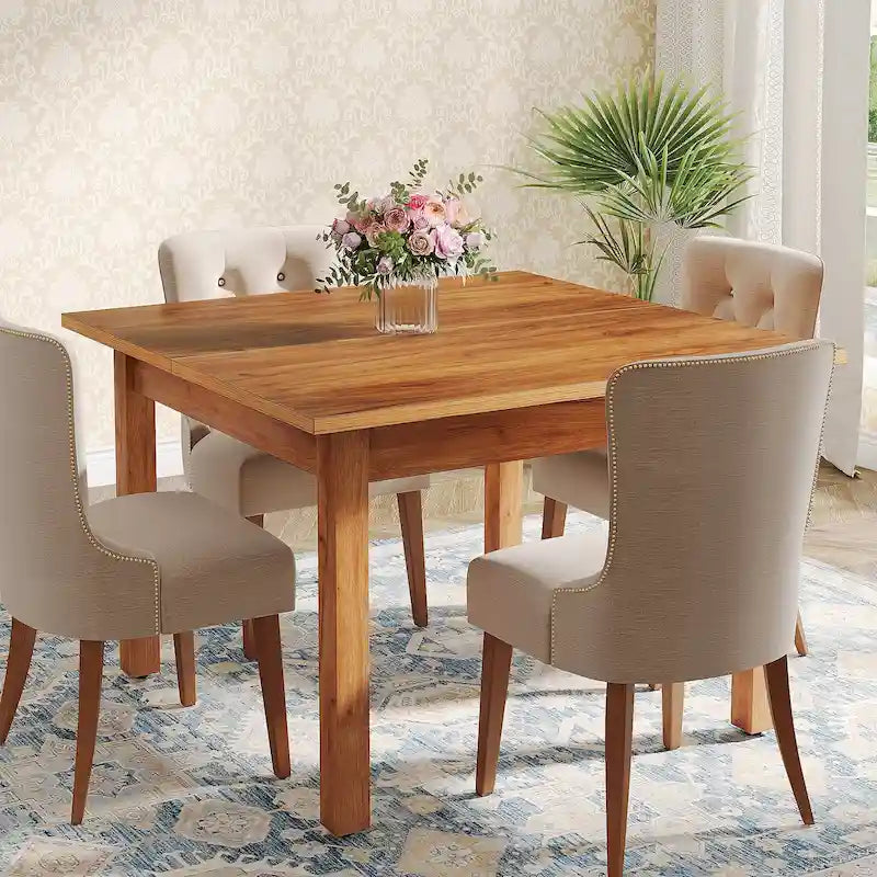 Tavolo da pranzo quadrato da 100 cm per 2-4 persone con gambe in legno massello per soggiorno e sala da pranzo