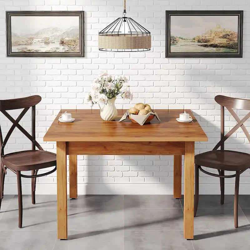 Tavolo da pranzo quadrato da 100 cm per 2-4 persone con gambe in legno massello per soggiorno e sala da pranzo