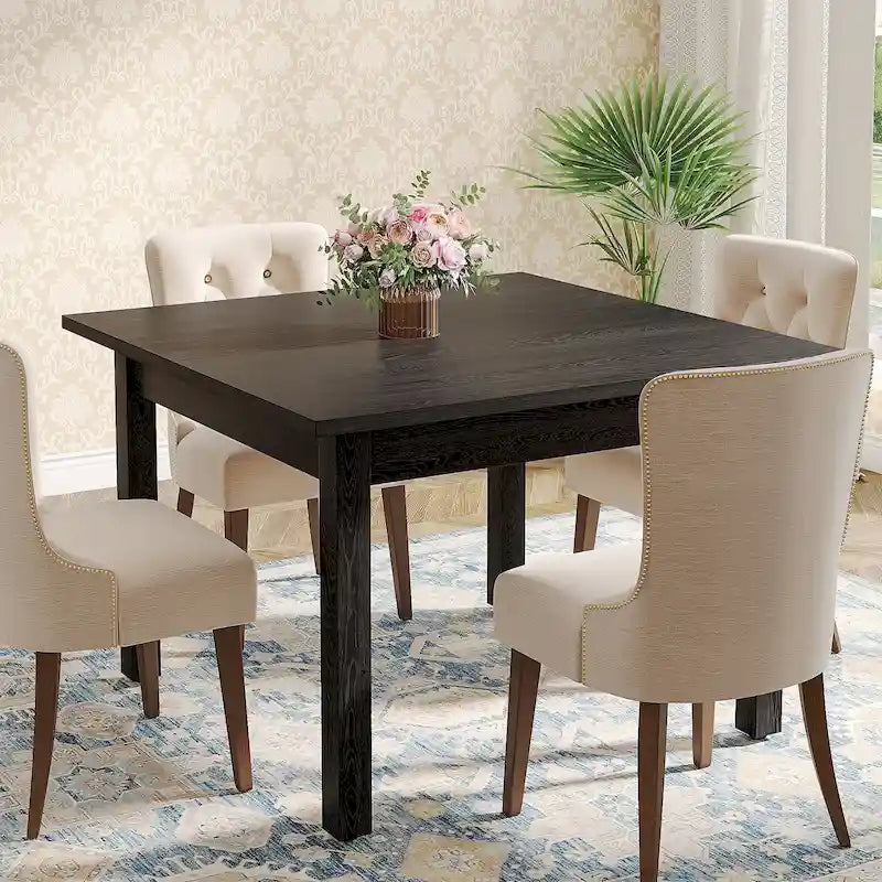 Tavolo da pranzo quadrato da 100 cm per 2-4 persone con gambe in legno massello per soggiorno e sala da pranzo