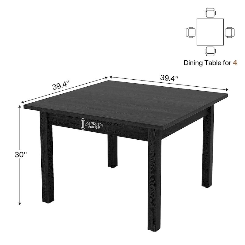 Tavolo da pranzo quadrato da 100 cm per 2-4 persone con gambe in legno massello per soggiorno e sala da pranzo