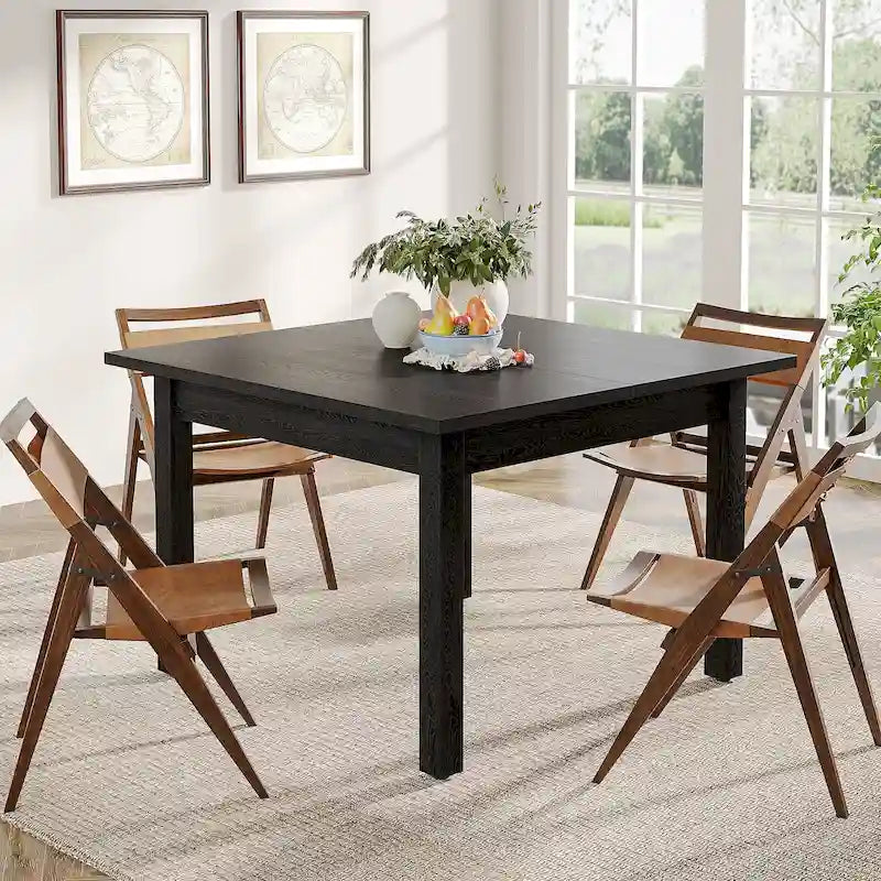 Tavolo da pranzo quadrato da 100 cm per 2-4 persone con gambe in legno massello per soggiorno e sala da pranzo