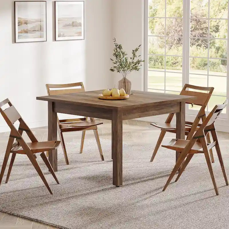 Tavolo da pranzo quadrato da 100 cm per 2-4 persone con gambe in legno massello per soggiorno e sala da pranzo