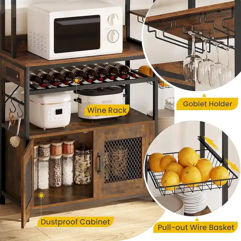 47,2 pollici in Bakers Rack con presa di corrente Coffee Bar con mobiletto