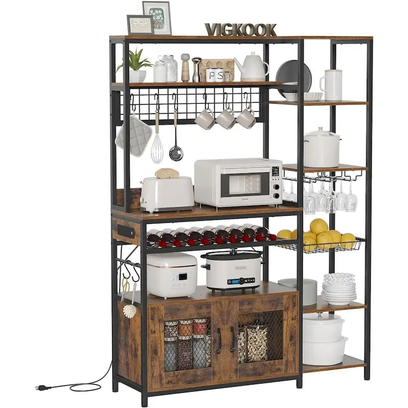 47,2 pollici in Bakers Rack con presa di corrente Coffee Bar con mobiletto
