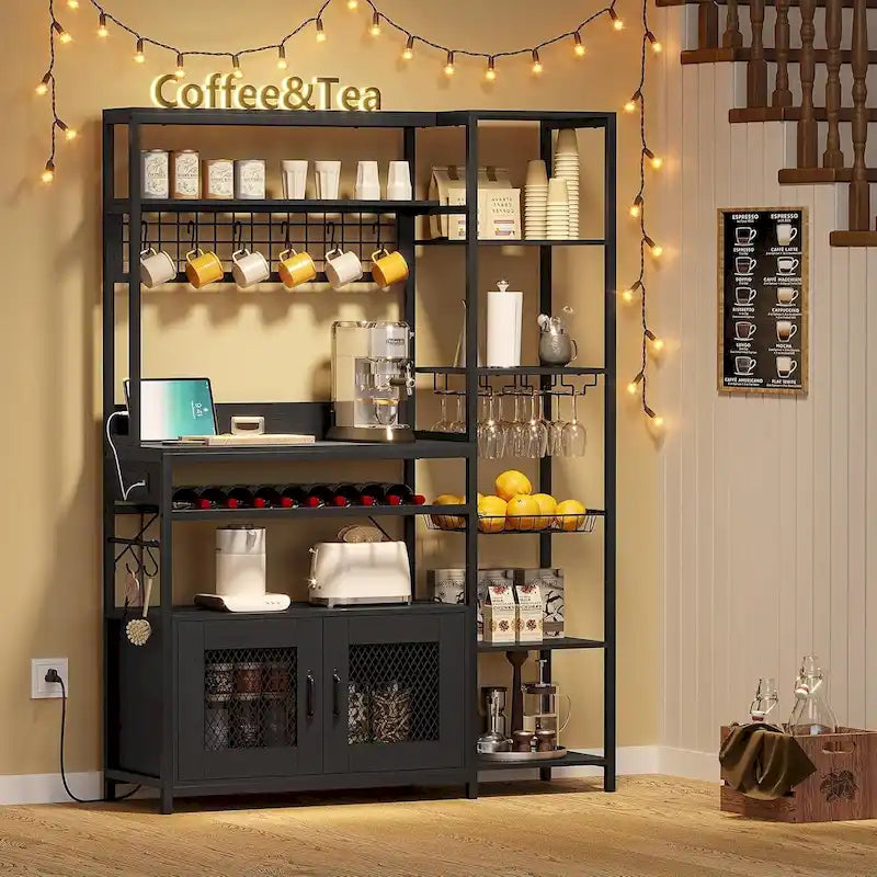 47,2 pollici in Bakers Rack con presa di corrente Coffee Bar con mobiletto