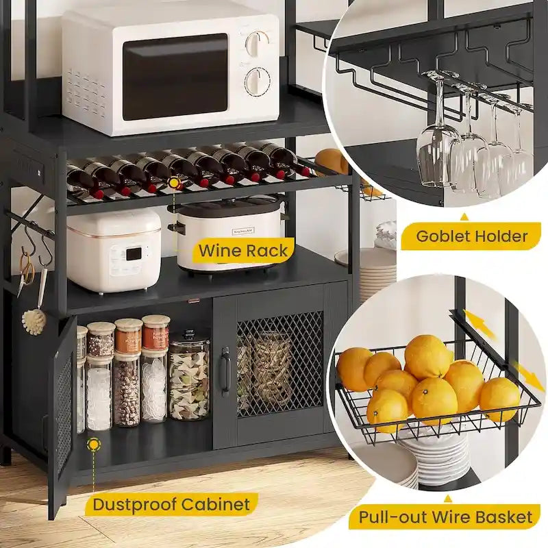 47,2 pollici in Bakers Rack con presa di corrente Coffee Bar con mobiletto