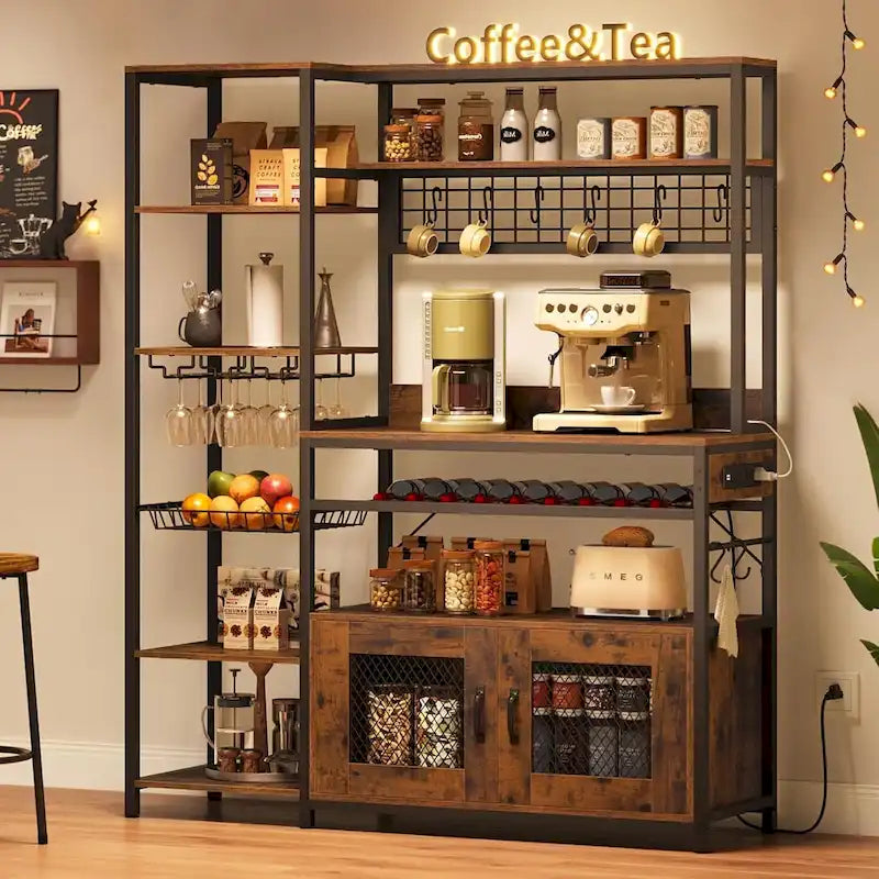 47,2 pollici in Bakers Rack con presa di corrente Coffee Bar con mobiletto