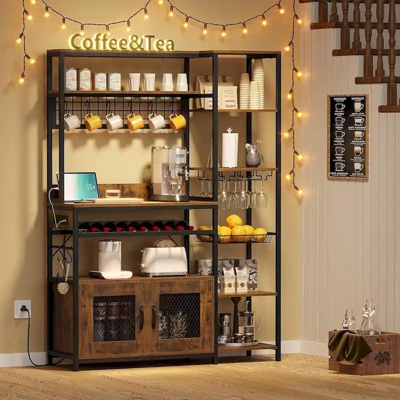 47,2 pollici in Bakers Rack con presa di corrente Coffee Bar con mobiletto