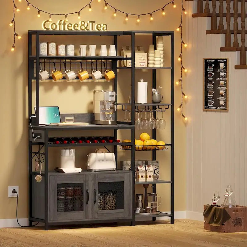 47,2 pollici in Bakers Rack con presa di corrente Coffee Bar con mobiletto
