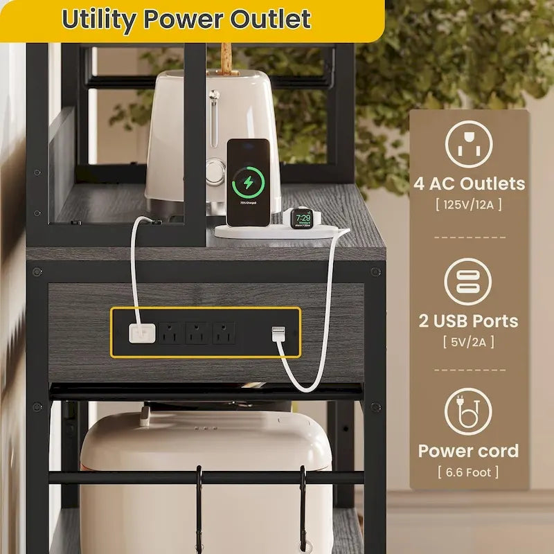 47,2 pollici in Bakers Rack con presa di corrente Coffee Bar con mobiletto