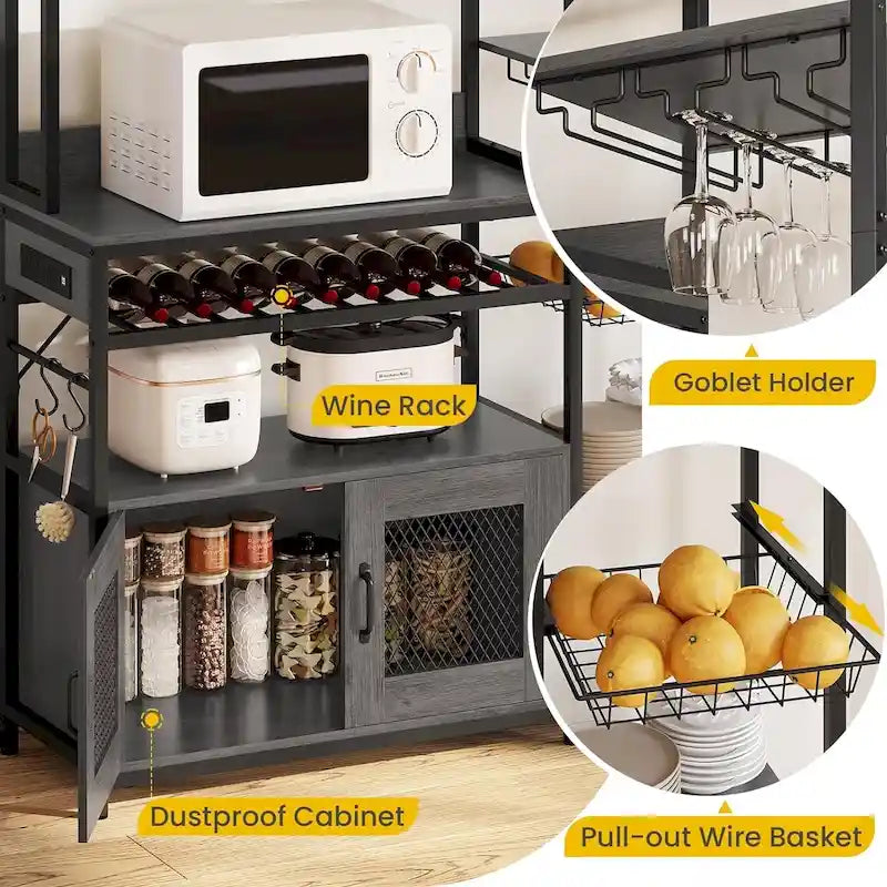 47,2 pollici in Bakers Rack con presa di corrente Coffee Bar con mobiletto