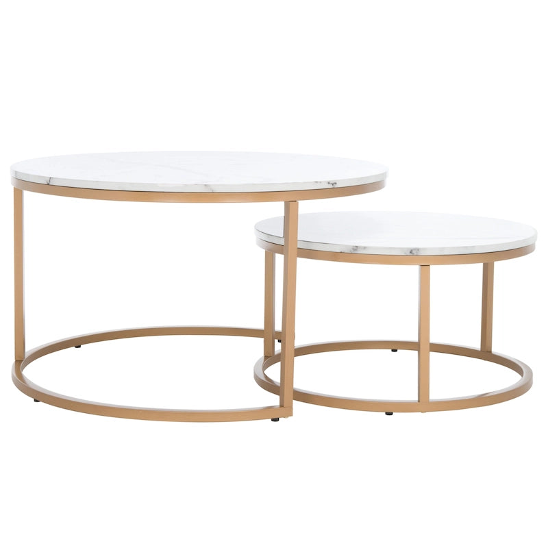 Tavolino rotondo con tavolino incassabile (2 pezzi)