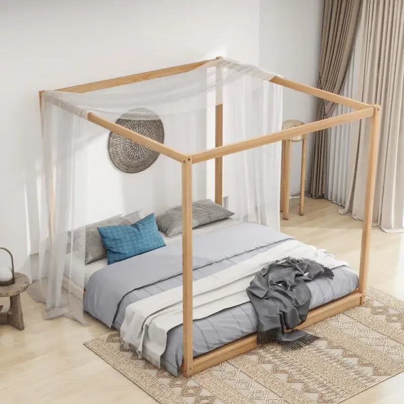 Letto a baldacchino con piattaforma King Size e gambe di supporto