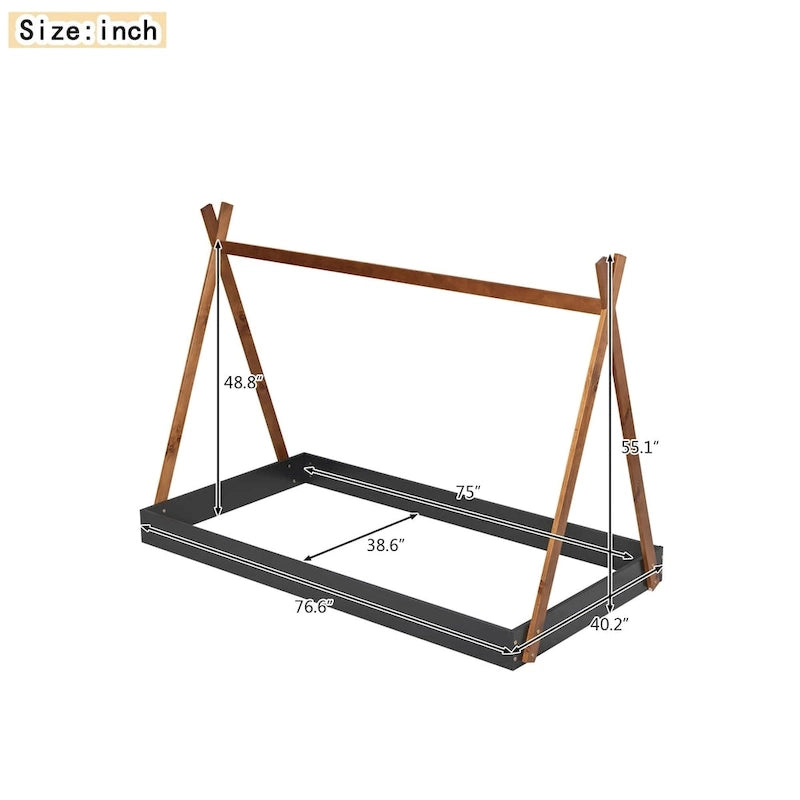 Letto a pavimento da tenda con struttura triangolare