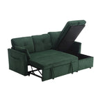 Divano Sezionale a L con Chaise Reversibile, Rivestimento in Velluto a Coste/Ciniglia, con Bracciolo Portaoggetti e Tasca Laterale