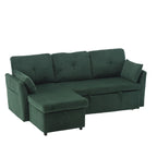 Divano Sezionale a L con Chaise Reversibile, Rivestimento in Velluto a Coste/Ciniglia, con Bracciolo Portaoggetti e Tasca Laterale