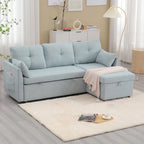 Divano Sezionale a L con Chaise Reversibile, Rivestimento in Velluto a Coste/Ciniglia, con Bracciolo Portaoggetti e Tasca Laterale