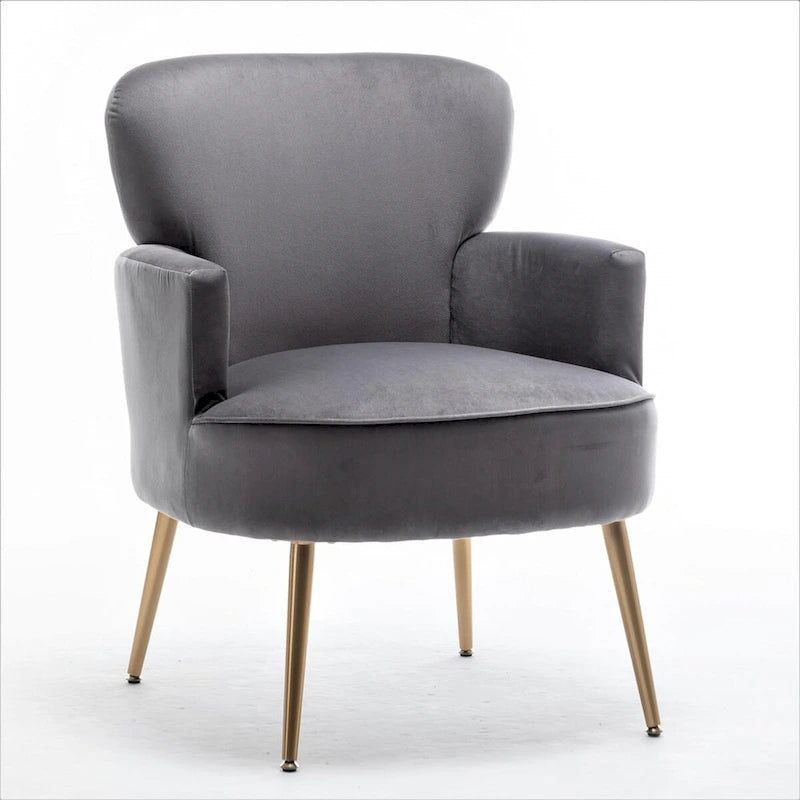 Elegante poltrona in velluto con gambe in metallo dorato
