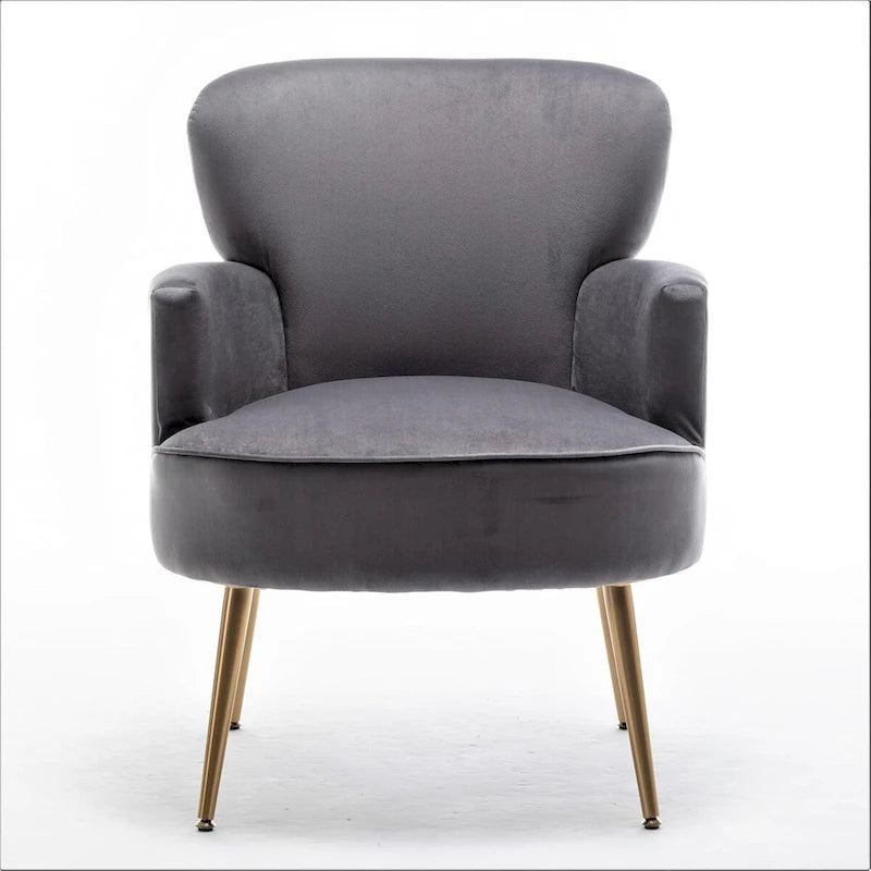 Elegante poltrona in velluto con gambe in metallo dorato