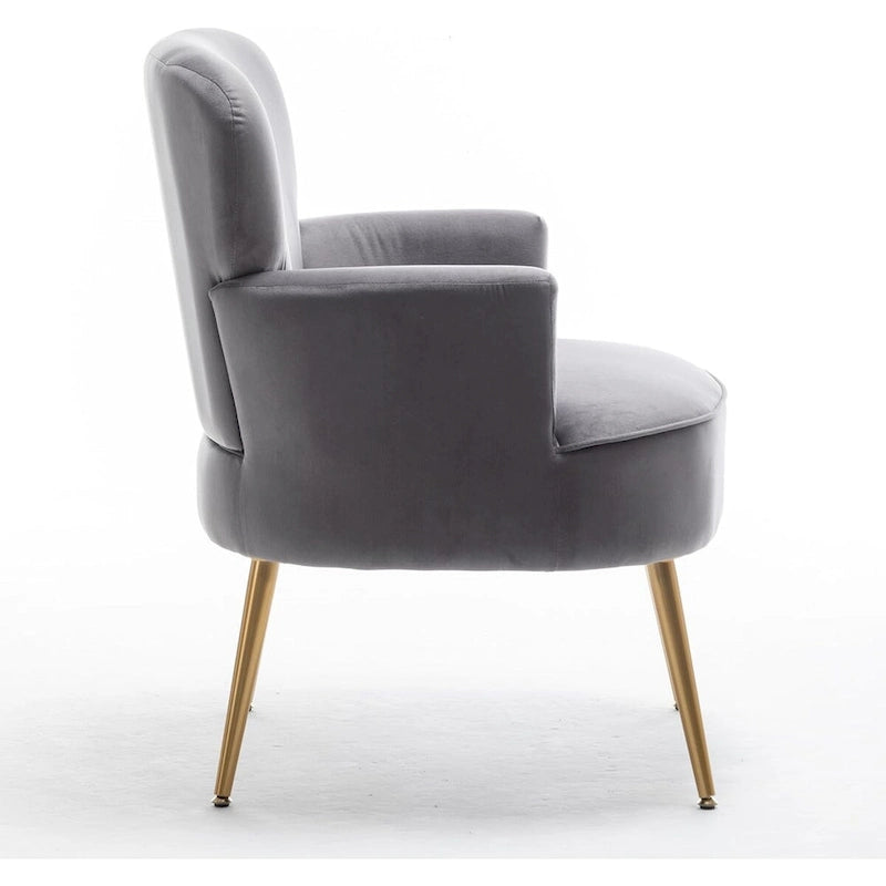 Elegante poltrona in velluto con gambe in metallo dorato