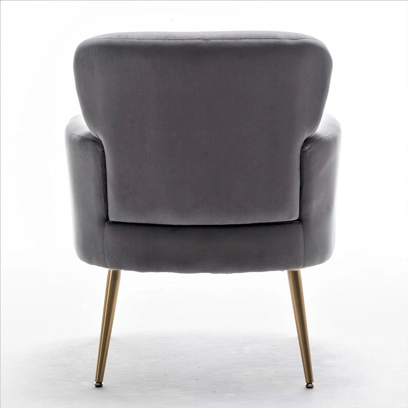 Elegante poltrona in velluto con gambe in metallo dorato