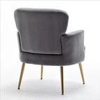 Elegante poltrona in velluto con gambe in metallo dorato