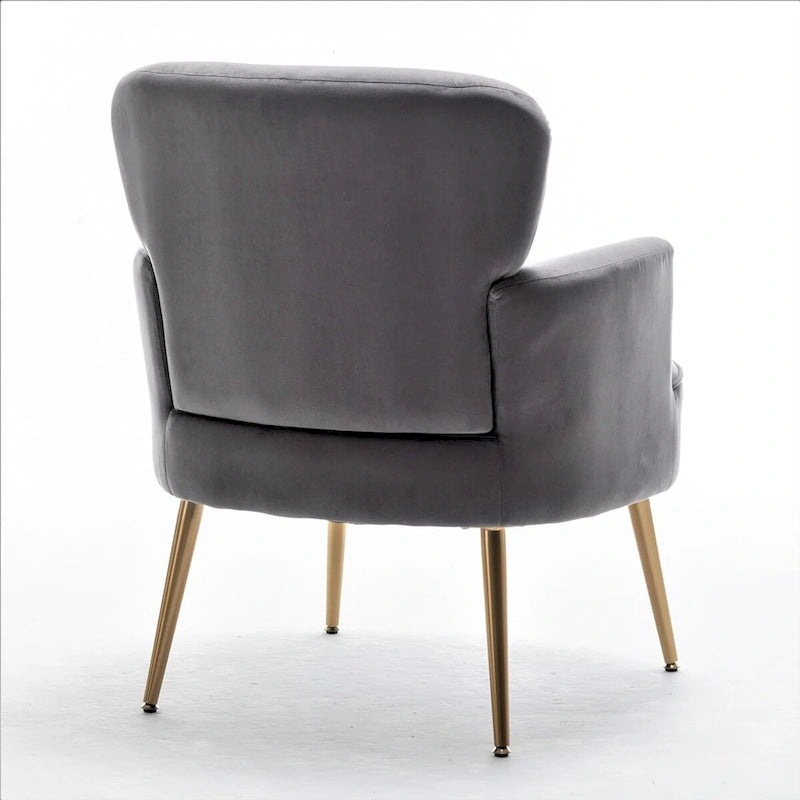 Elegante poltrona in velluto con gambe in metallo dorato