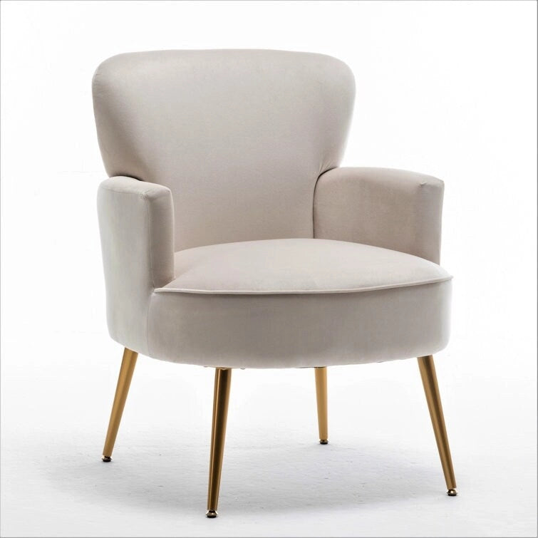 Elegante poltrona in velluto con gambe in metallo dorato