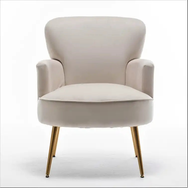 Elegante poltrona in velluto con gambe in metallo dorato