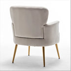 Elegante poltrona in velluto con gambe in metallo dorato