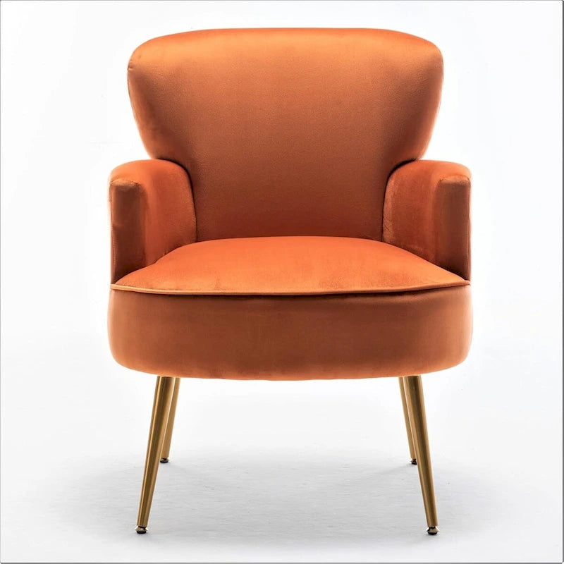Elegante poltrona in velluto con gambe in metallo dorato