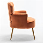 Elegante poltrona in velluto con gambe in metallo dorato