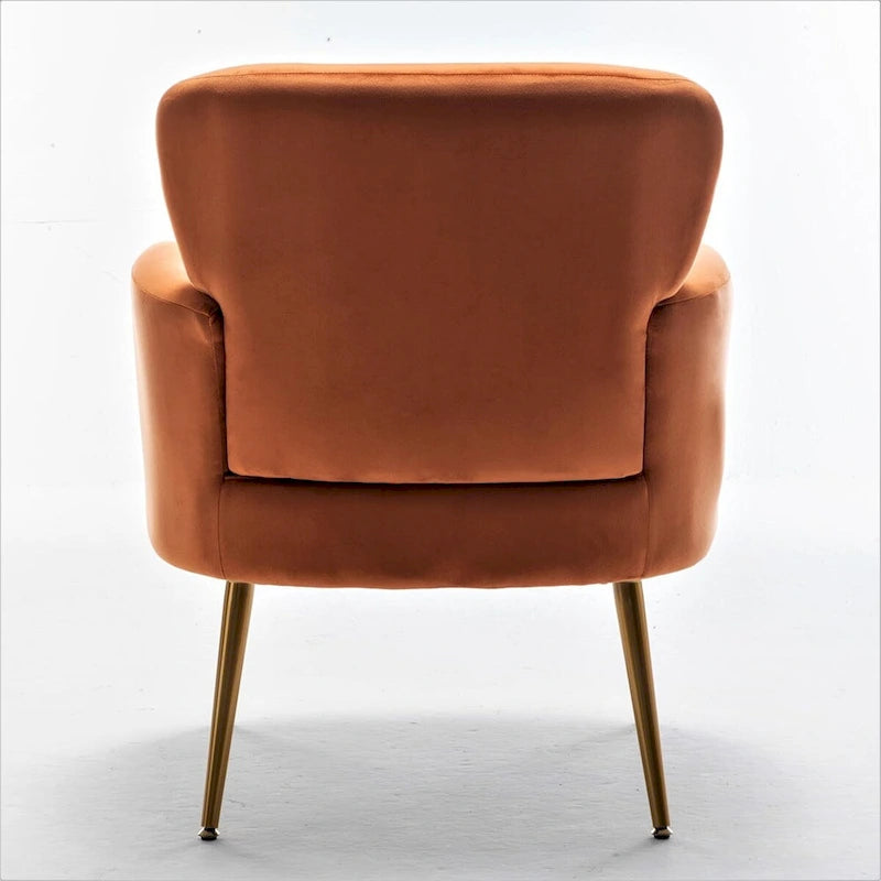 Elegante poltrona in velluto con gambe in metallo dorato
