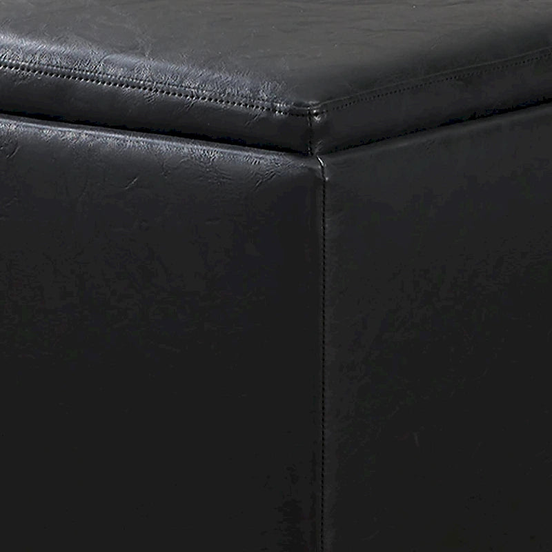 Pouf Contenitore Quadrato con Poggiapiedi e Vassoio
