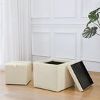 Pouf Contenitore Quadrato con Poggiapiedi e Vassoio