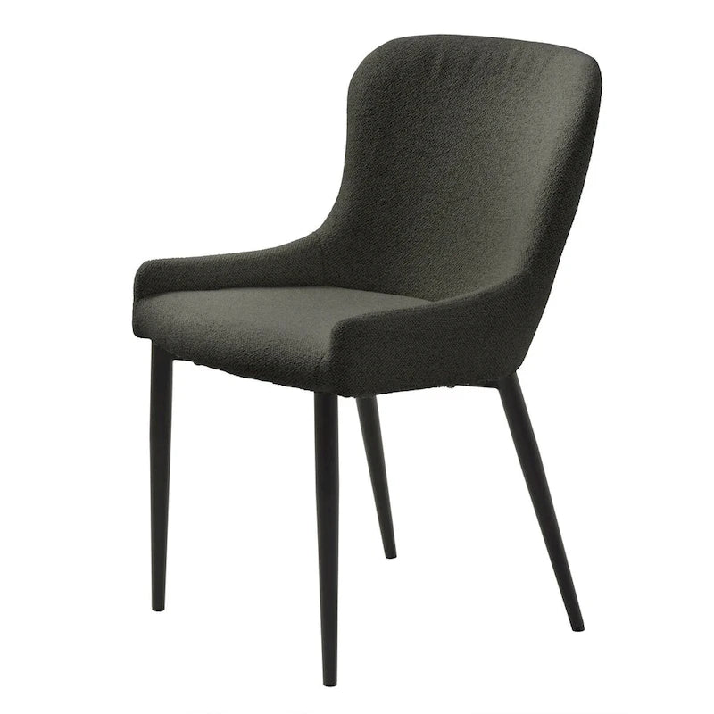 Sedie da pranzo Bouclé con gambe in acciaio nero, confezione da 2