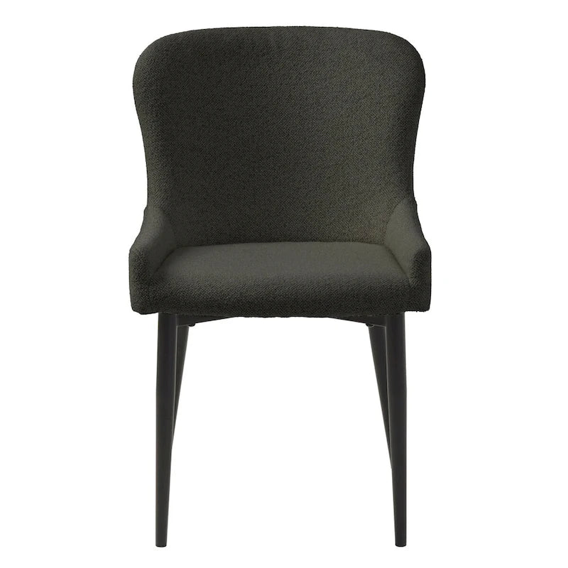 Sedie da pranzo Bouclé con gambe in acciaio nero, confezione da 2