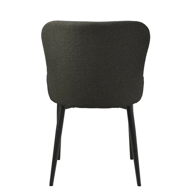 Sedie da pranzo Bouclé con gambe in acciaio nero, confezione da 2