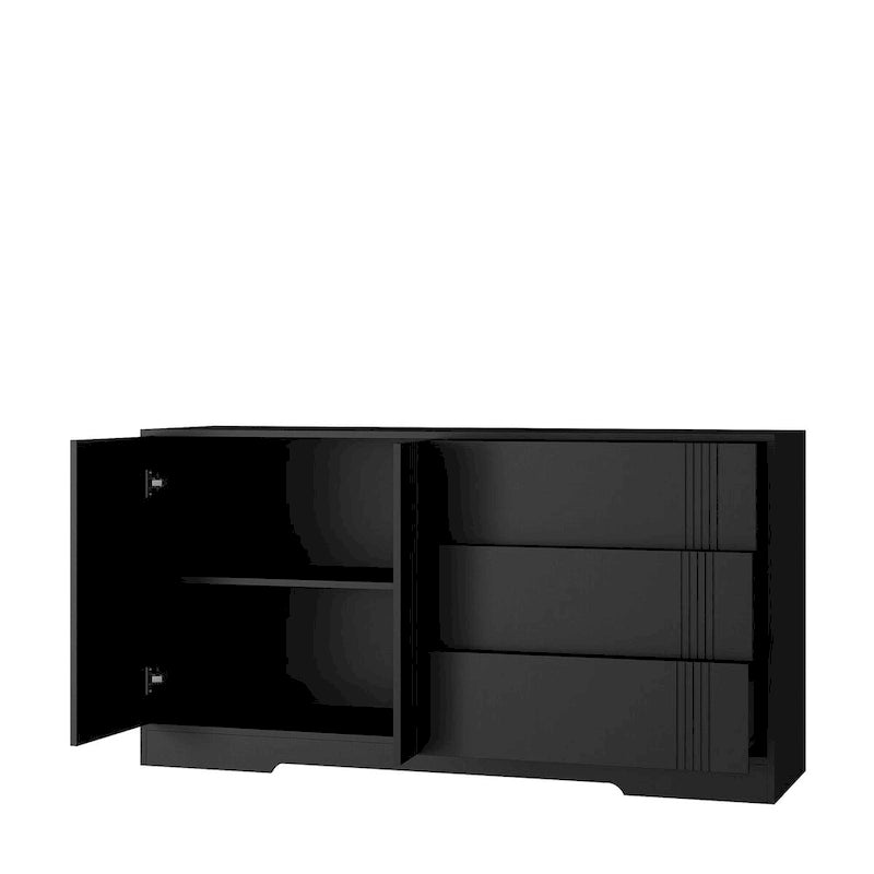 Credenza con Ante e Cassetti, Mobile Buffet da Cucina con Cassetti e Ante, Grande Mobile da Bar con Ripiani Regolabili