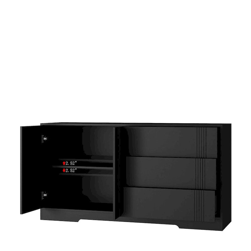 Credenza con Ante e Cassetti, Mobile Buffet da Cucina con Cassetti e Ante, Grande Mobile da Bar con Ripiani Regolabili
