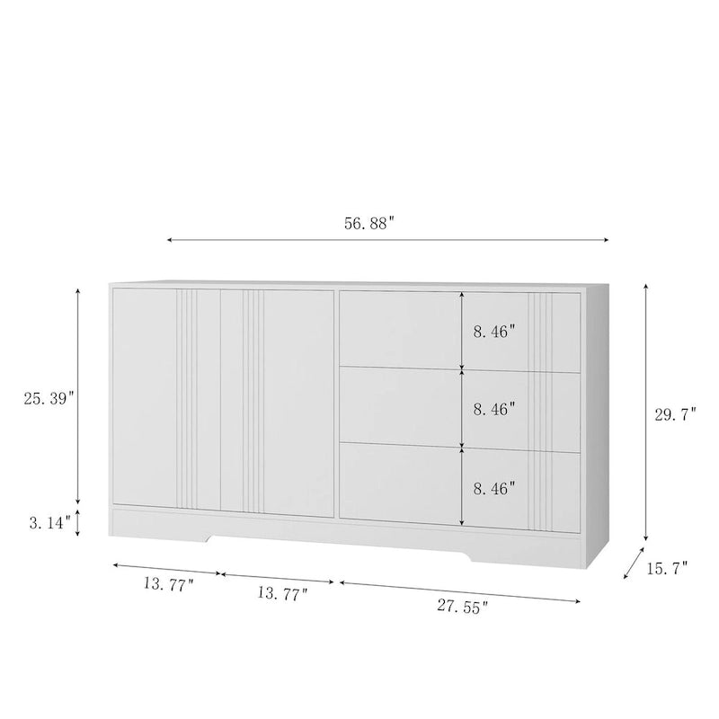 Credenza con Ante e Cassetti, Mobile Buffet da Cucina con Cassetti e Ante, Grande Mobile da Bar con Ripiani Regolabili