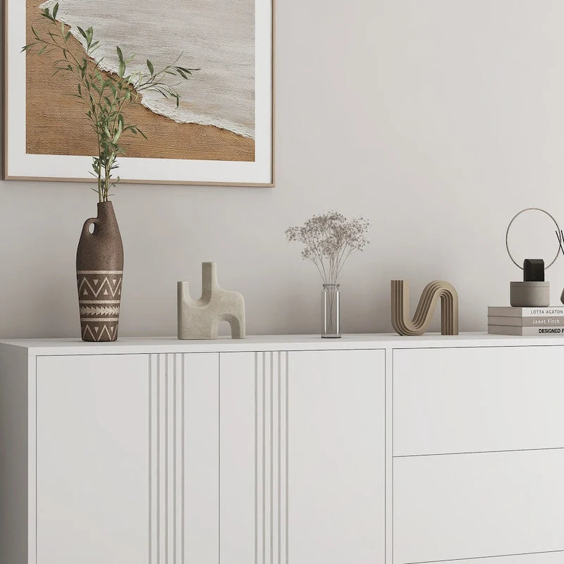 Credenza con Ante e Cassetti, Mobile Buffet da Cucina con Cassetti e Ante, Grande Mobile da Bar con Ripiani Regolabili