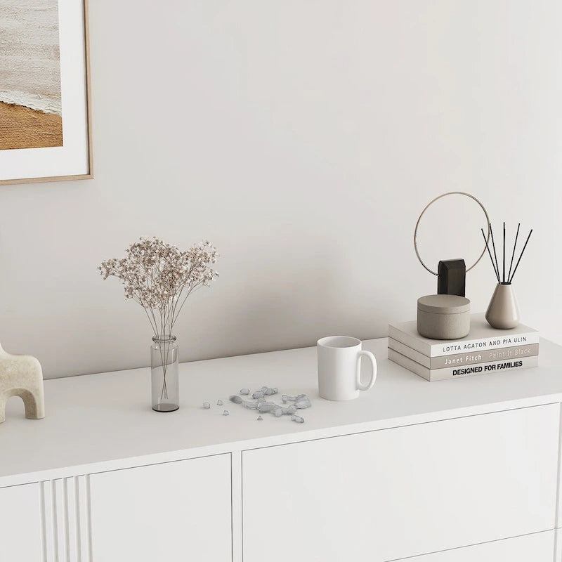 Credenza con Ante e Cassetti, Mobile Buffet da Cucina con Cassetti e Ante, Grande Mobile da Bar con Ripiani Regolabili