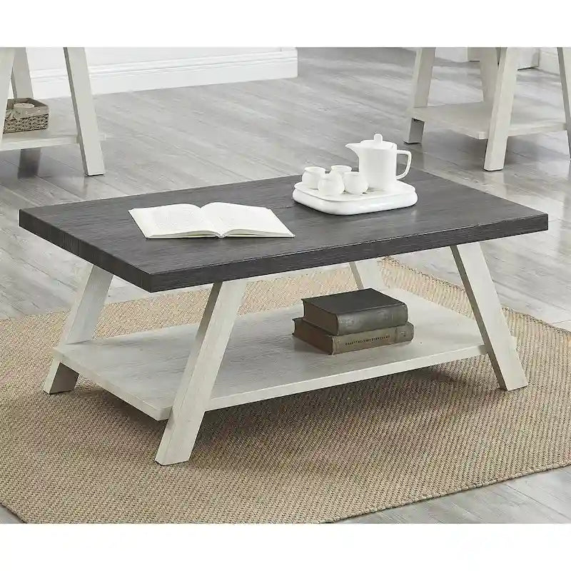 Tavolino da caffè contemporaneo in legno con ripiano
